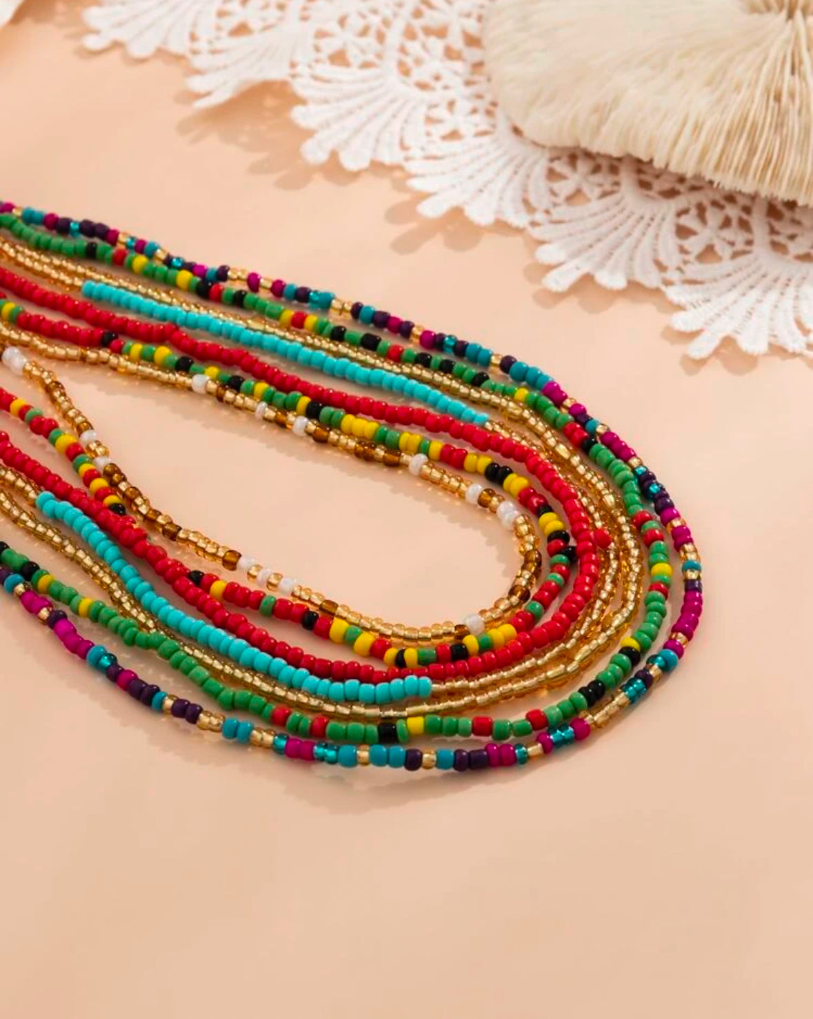 Set of 7 Multicolored Waist Beads - Style and Tradition