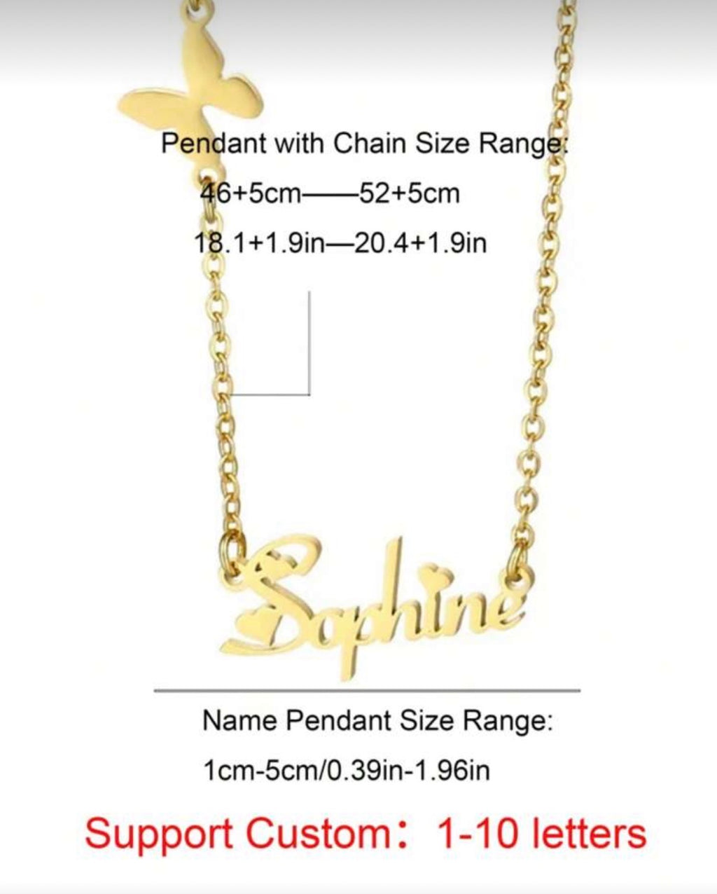 Personalized Butterfly Heart Necklace