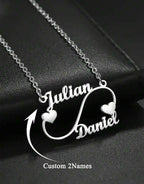 1PC Collier personnalisé Deux Noms et Cœurs Infinity