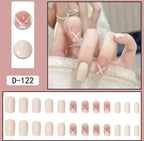 24 pièces Faux-ongles blancs nudes