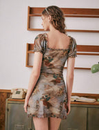 Tulle Bow Pleated Figure Dress