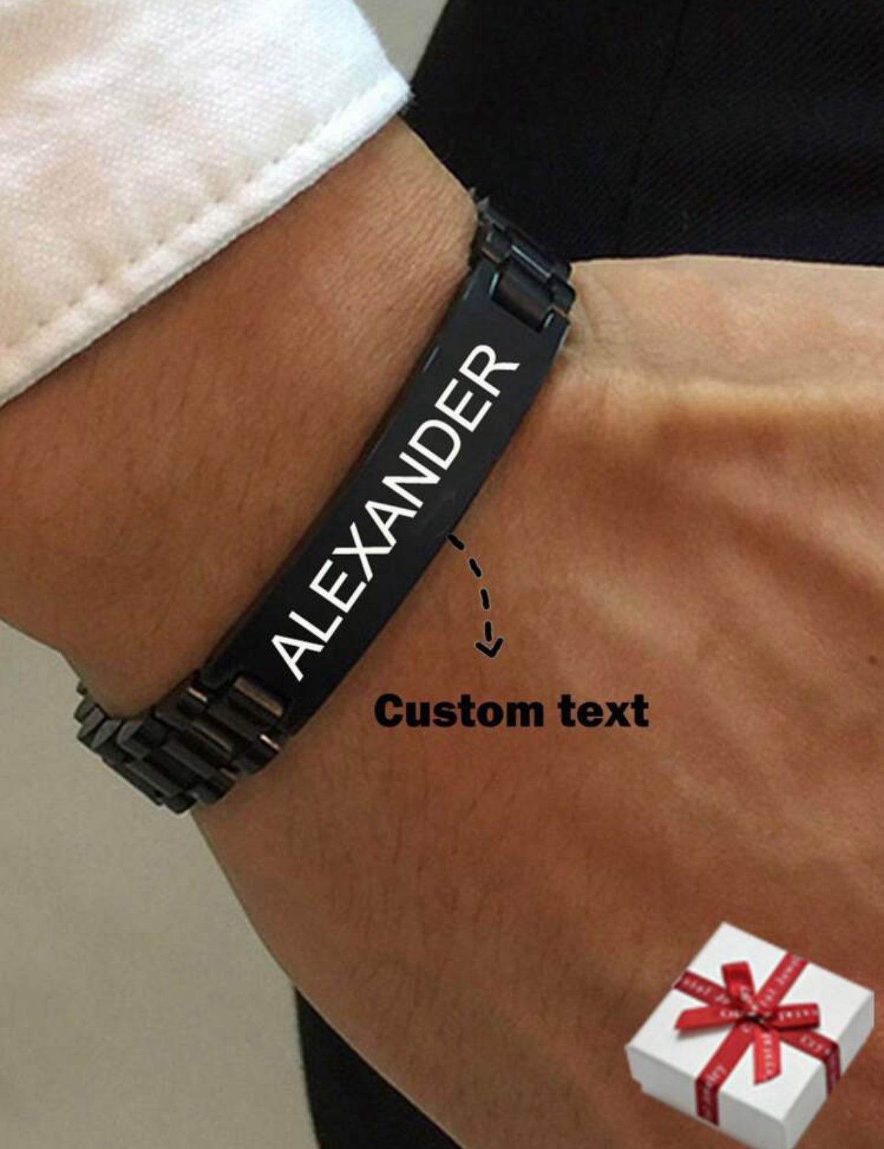 Bracelet En Acier Inoxydable Pour Hommes - Gravure Au Laser