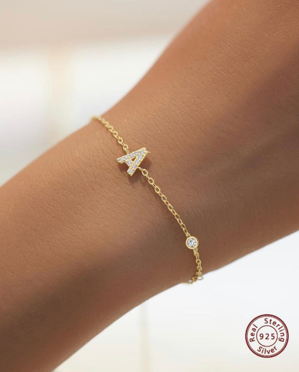 Bracelet Fin en Argent Sterling 925 avec Initiale