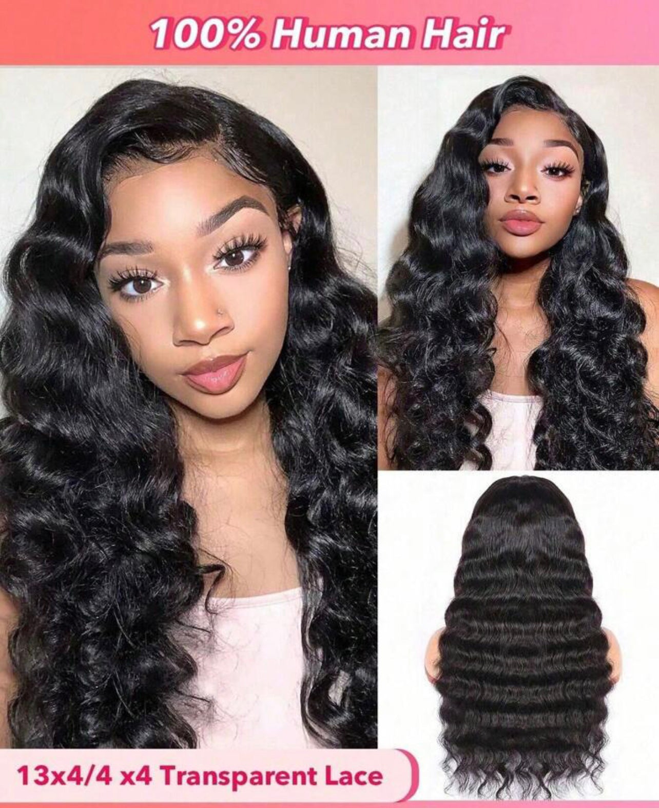 Loose deep human hair wig 13*4 transparent lace 200%