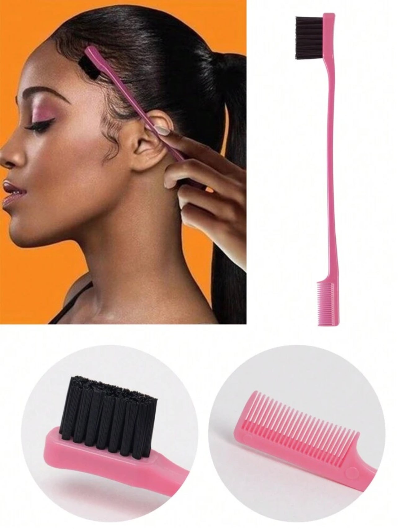 Ensemble de 3 peignes de coiffure comprenant une brosse à bords, un peigne à queue de rat et une brosse à taquiner pour vous aider à coiffer facilement une variété de coiffures différentes. Contrôle des bords pour satisfaire vos besoins capillaires.