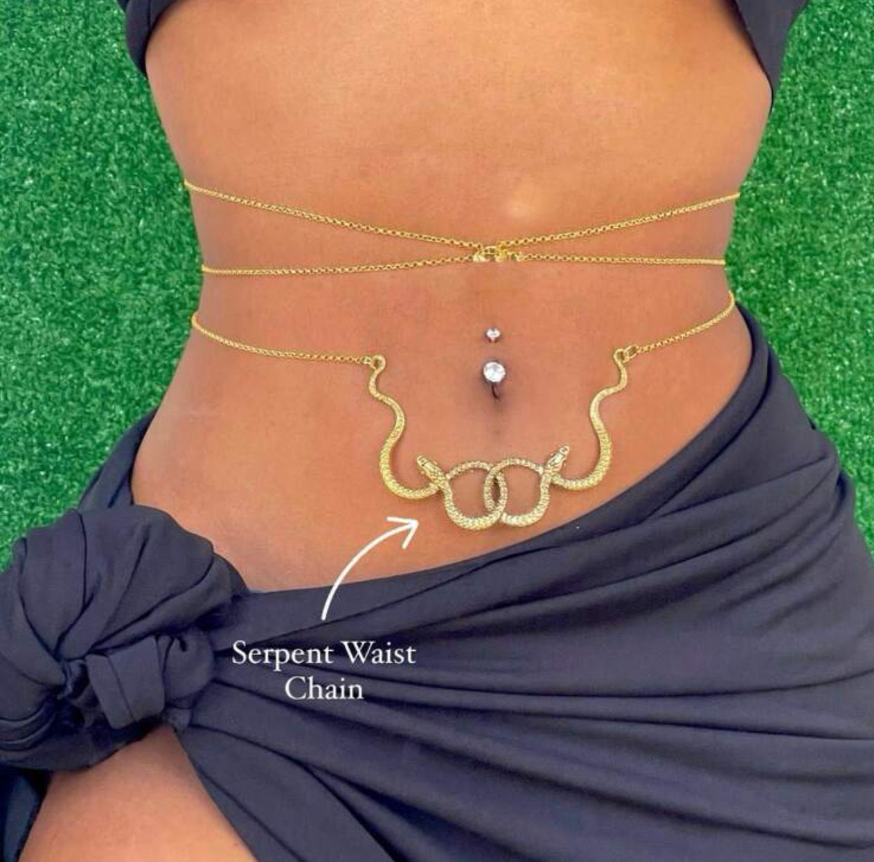 Séduction Serpentine - Chaîne de Taille Serpent Orné en Éclats Dorés