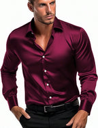Homme Chemise Unicolore À Bouton