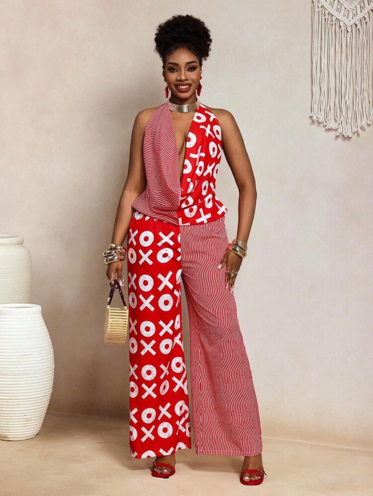 Combinaison Halter Chic - Rouge & Blanc XoXo