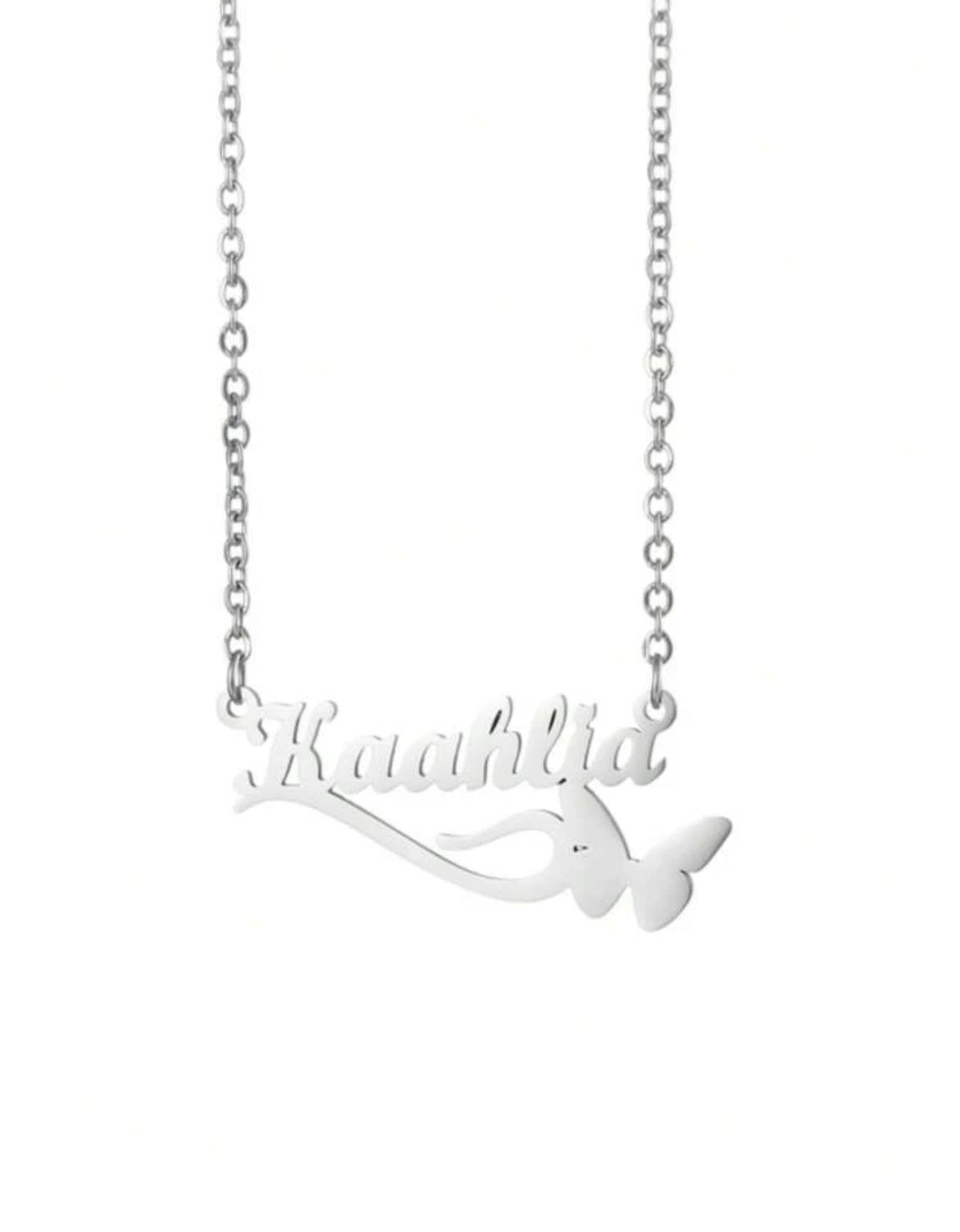 Collier personnalisé en forme d'aile avec nom personnalisé, avec chaîne à pendentif au choix en acier inoxydable