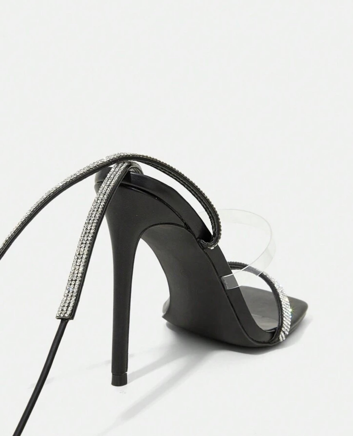 Sandales Femme À Strass Décoré À Lacets À Talon Haut