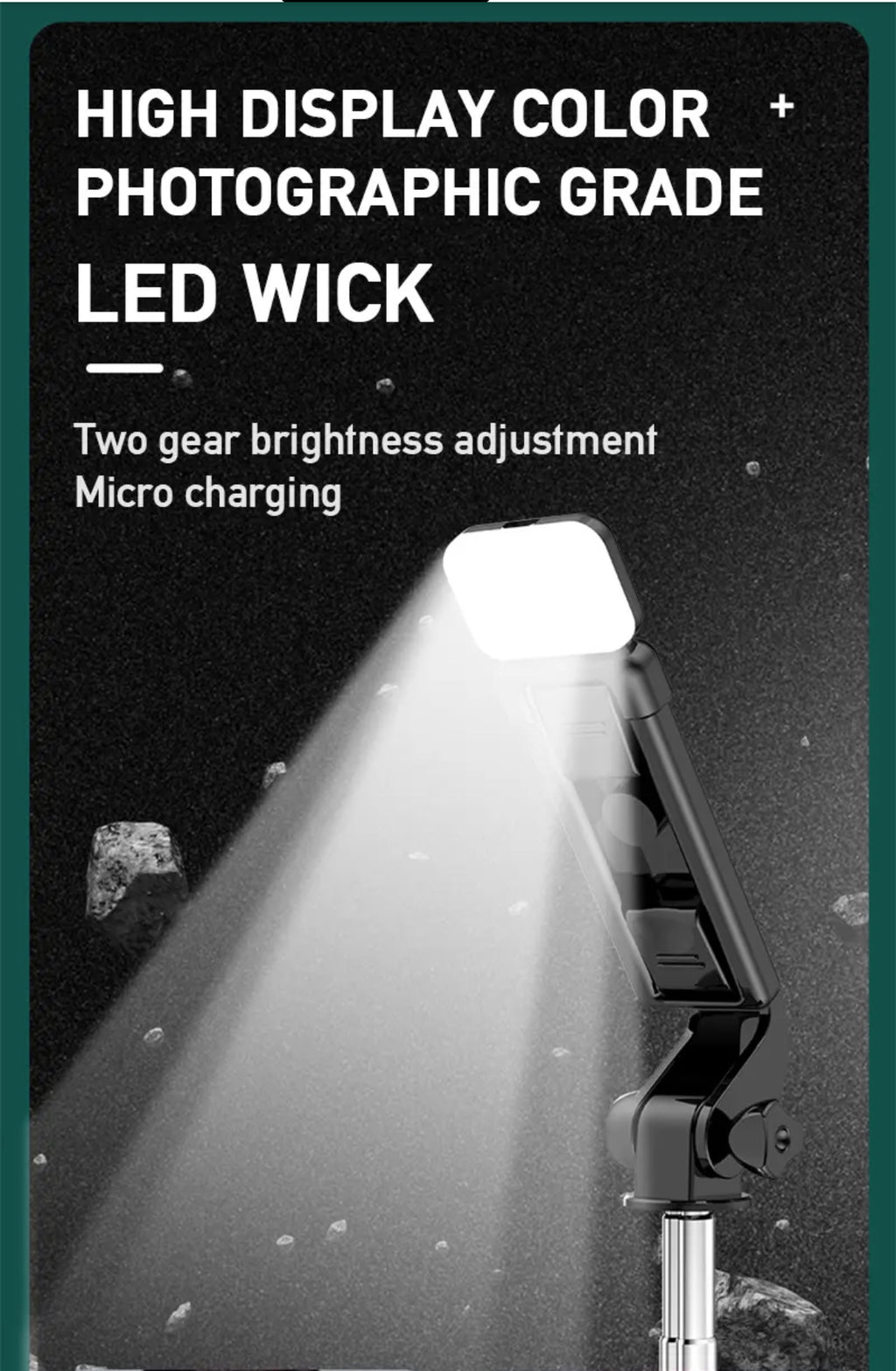 Bâton de Selfie Sans Fil avec Trépied et LED