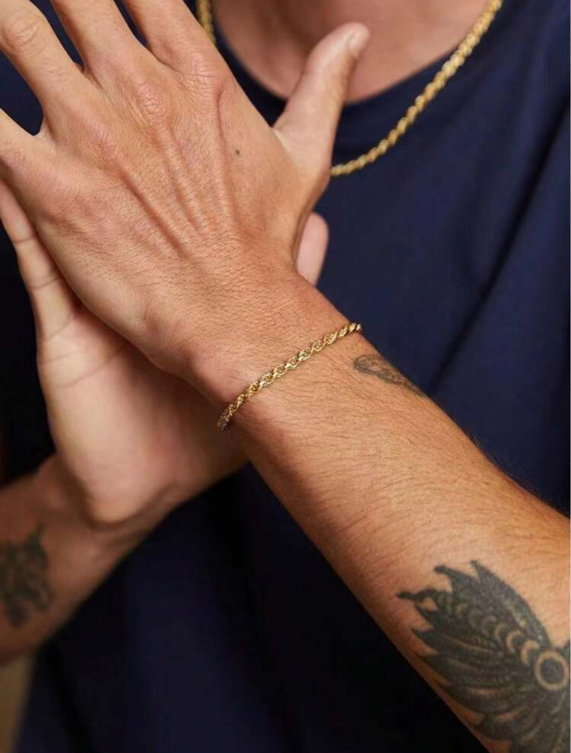 Ensemble Chaîne & Bracelet Torsadés en Acier Inoxydable Doré