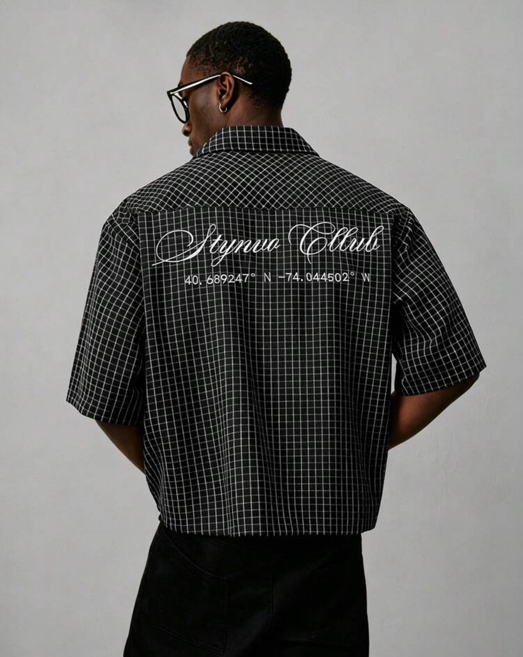 Chemise Homme Oversize à Carreaux Brodée – Manches Courtes Style Streetwear Vintage