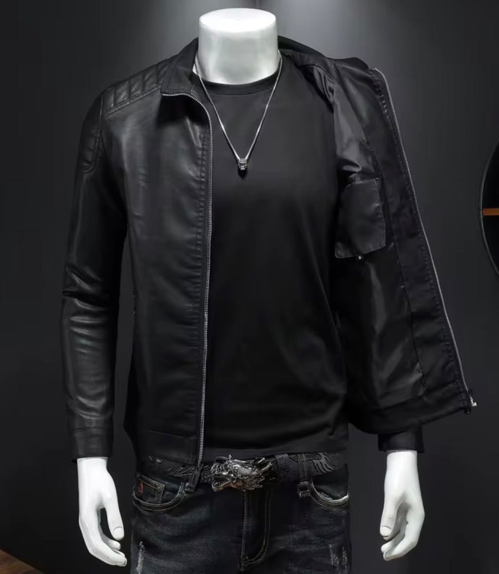 Fitted Urban Racer Jacket with Quilted Details