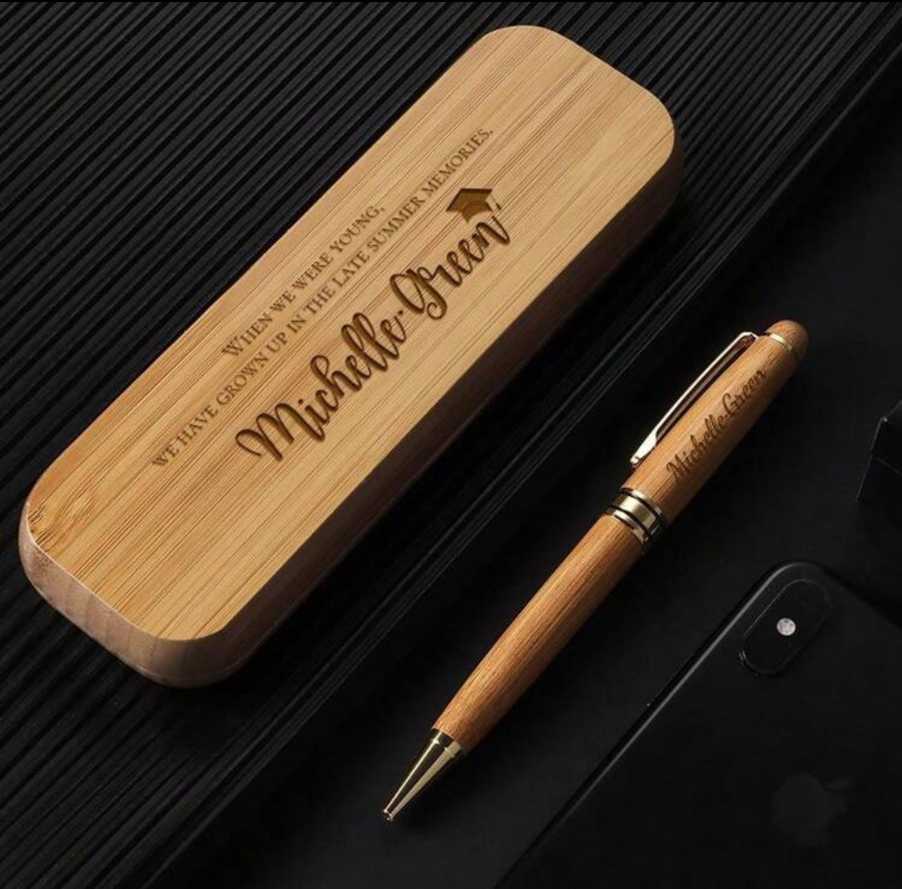 Cadeaux de remise de diplôme personnalisés, stylo en bois gravé, boîte à stylos, cadeau Unique
