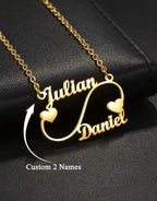 1PC Collier personnalisé Deux Noms et Cœurs Infinity