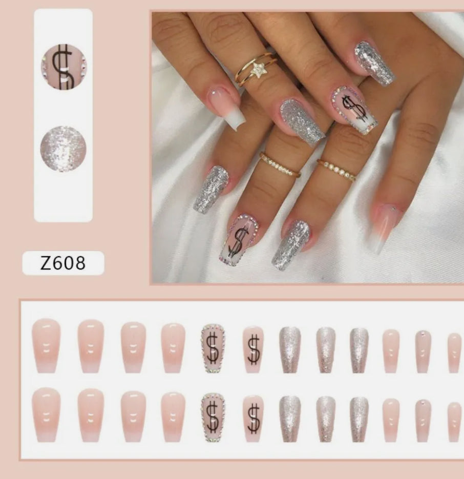 Faux Ongles Motif Dollar