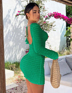 Robe Sexy Moulante Dos-Nu À Nœud Unicolore