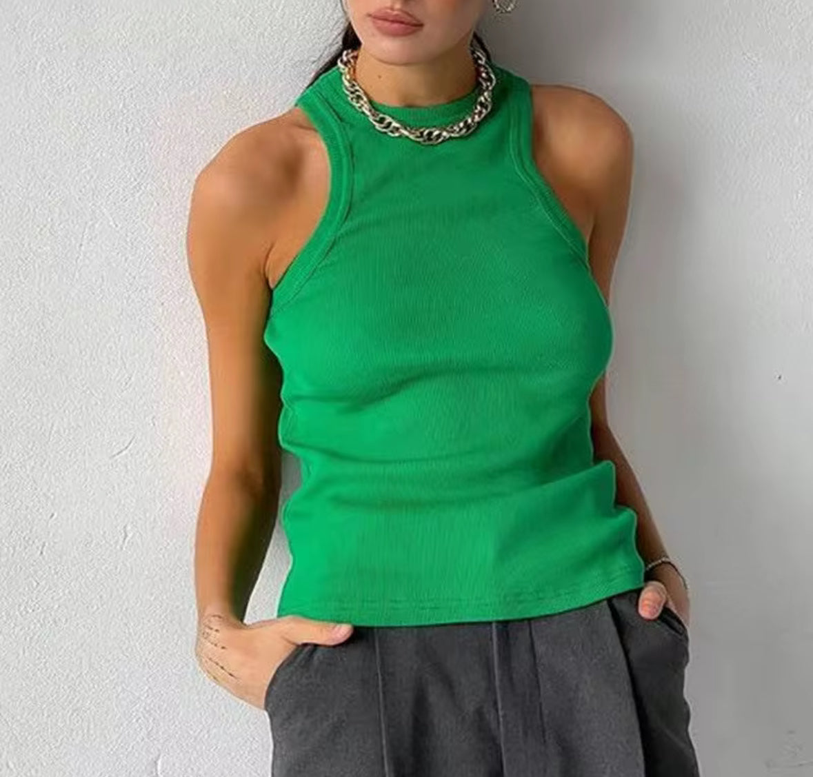 Débardeur côtelé basique – Col rond