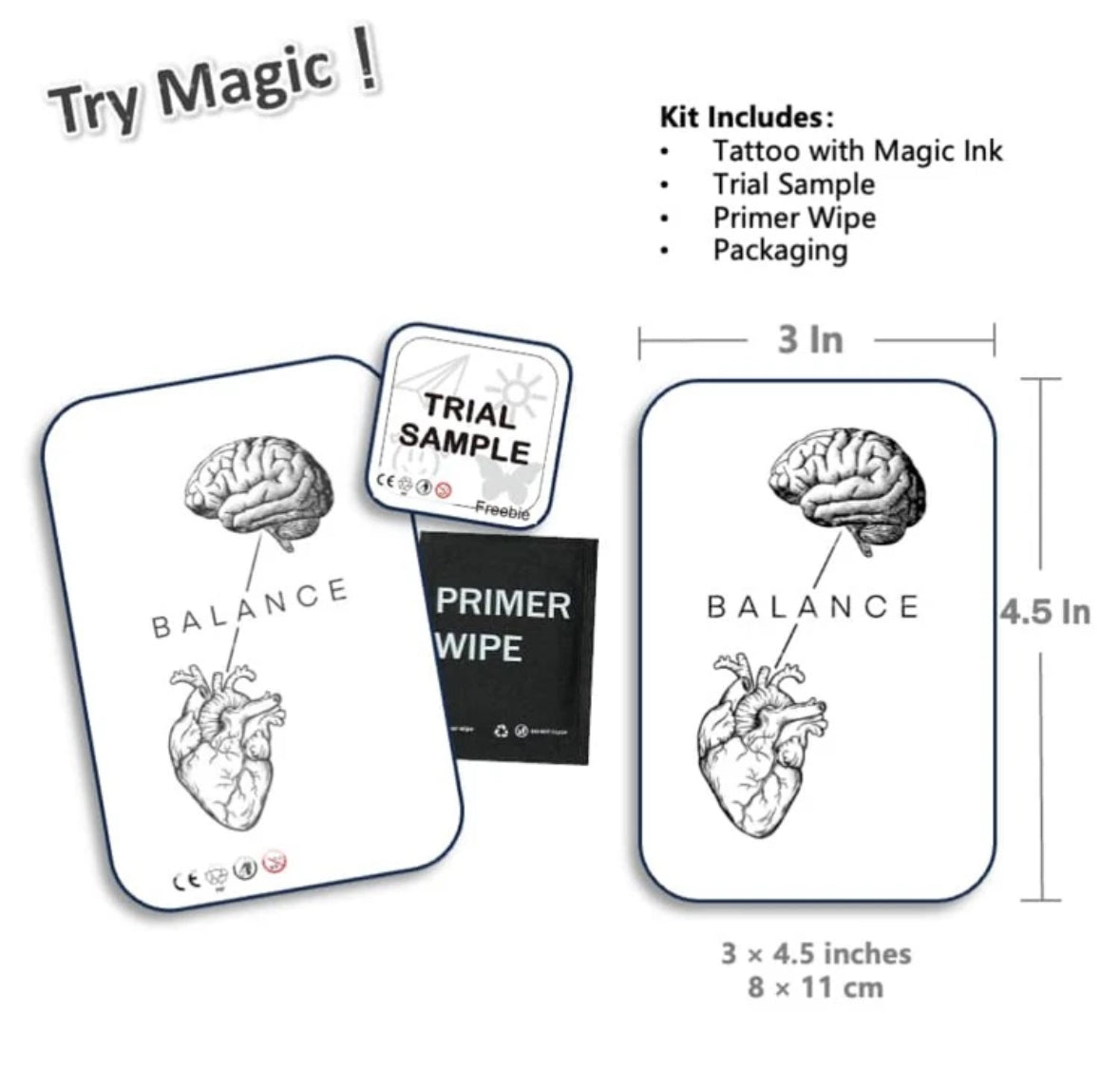 Tatouage Temporaire - Balance Cœur et Esprit