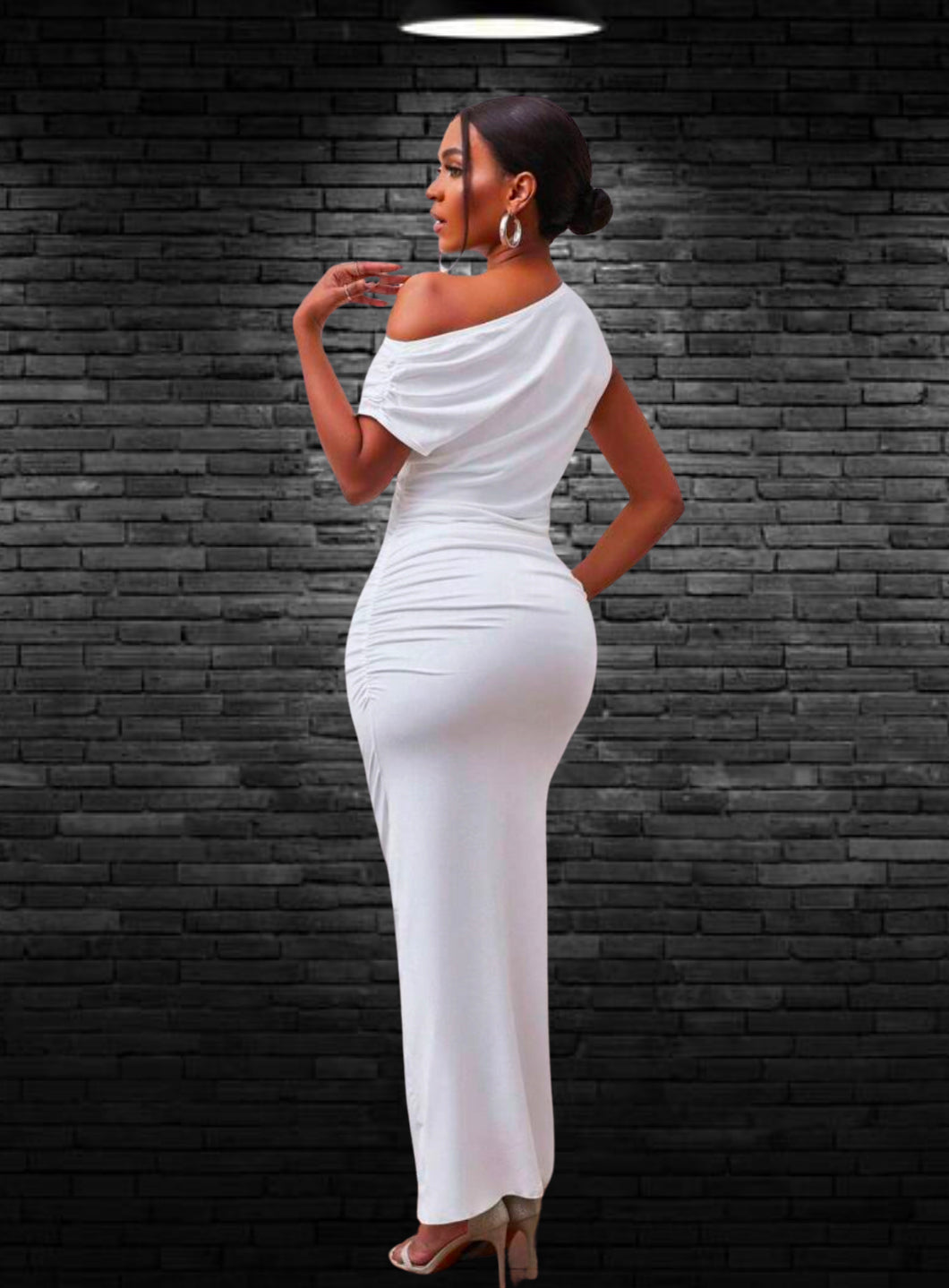 Elegant White Dress - Asymmetrical Cut