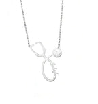 Collier avec nom de stéthoscope personnalisé, pendentif en chaîne en acier inoxydable