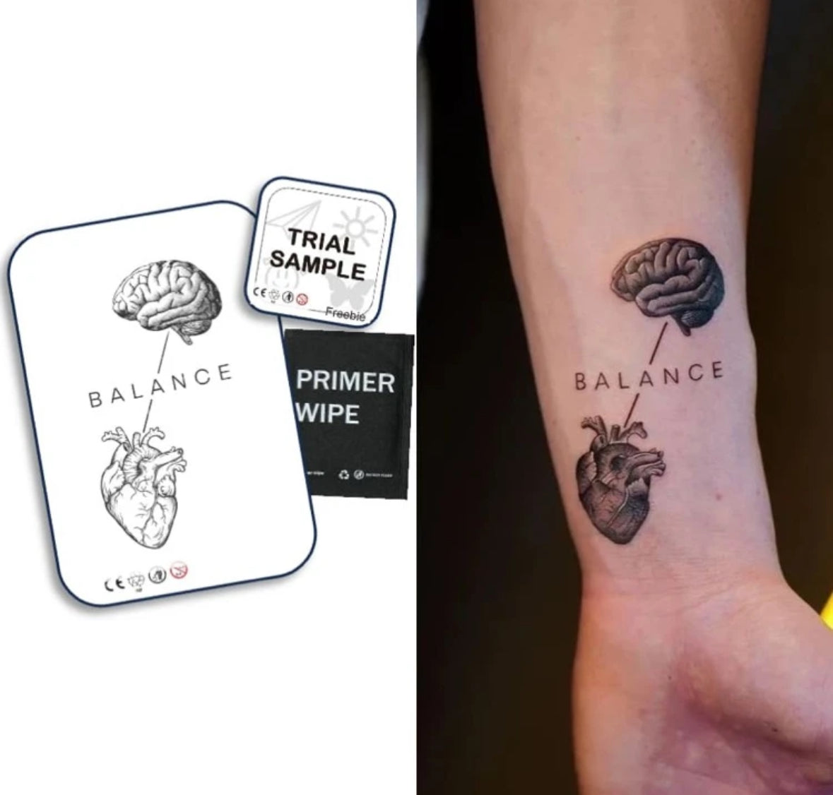 Tatouage Temporaire - Balance Cœur et Esprit