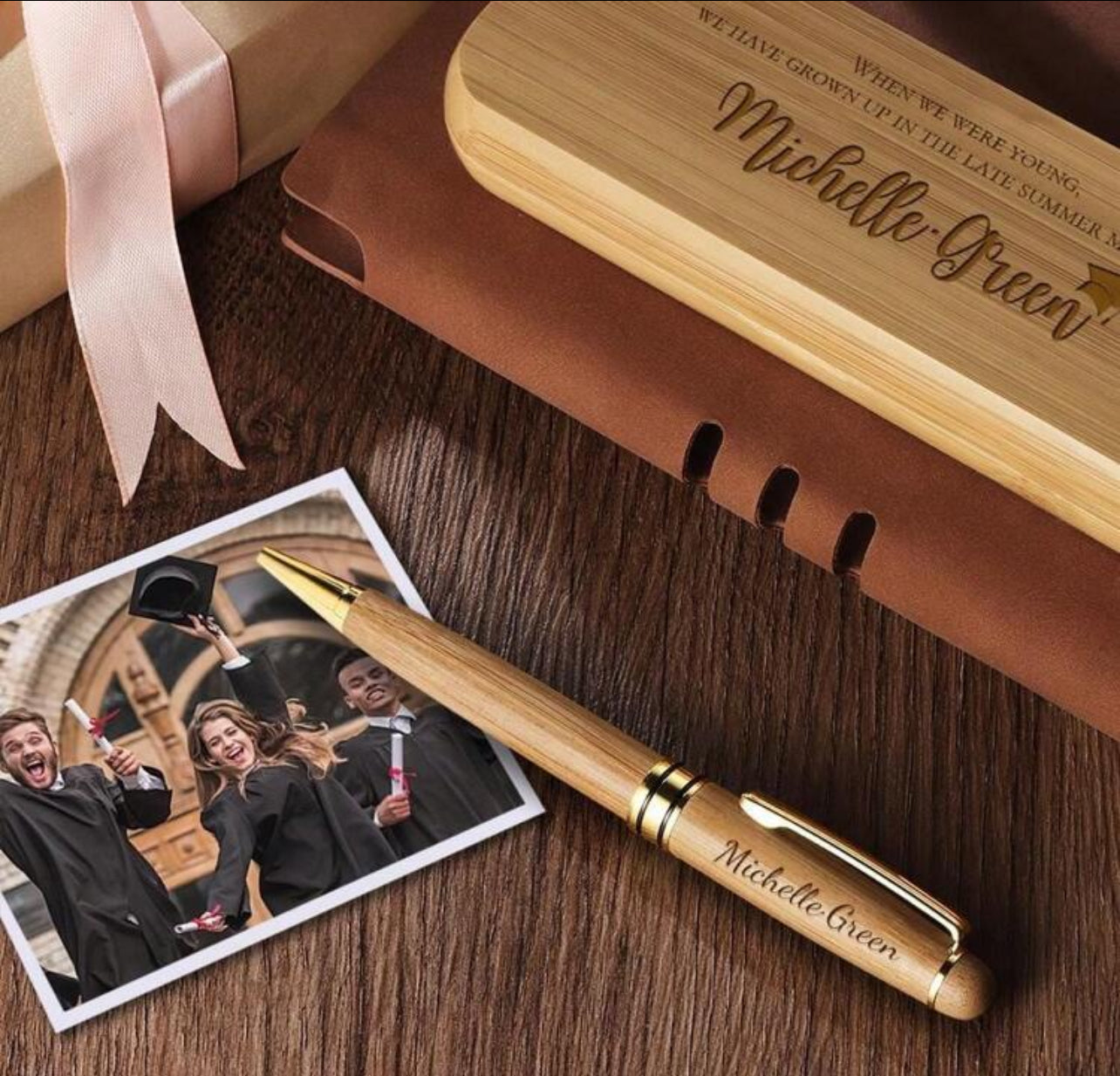 Cadeaux de remise de diplôme personnalisés, stylo en bois gravé, boîte à stylos, cadeau Unique
