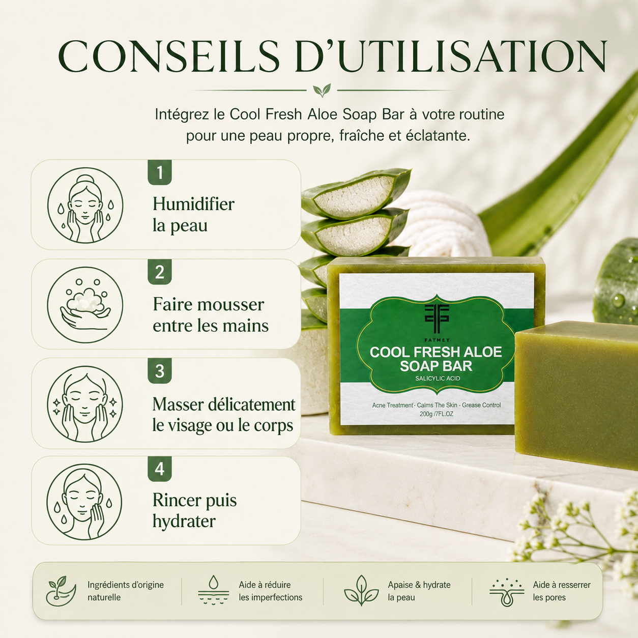 Savon Aloe Vera & Acide Salicylique | FATMEY