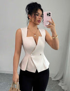 Top Croisé Élégance Sans Manches-Élégance bureau & soirée