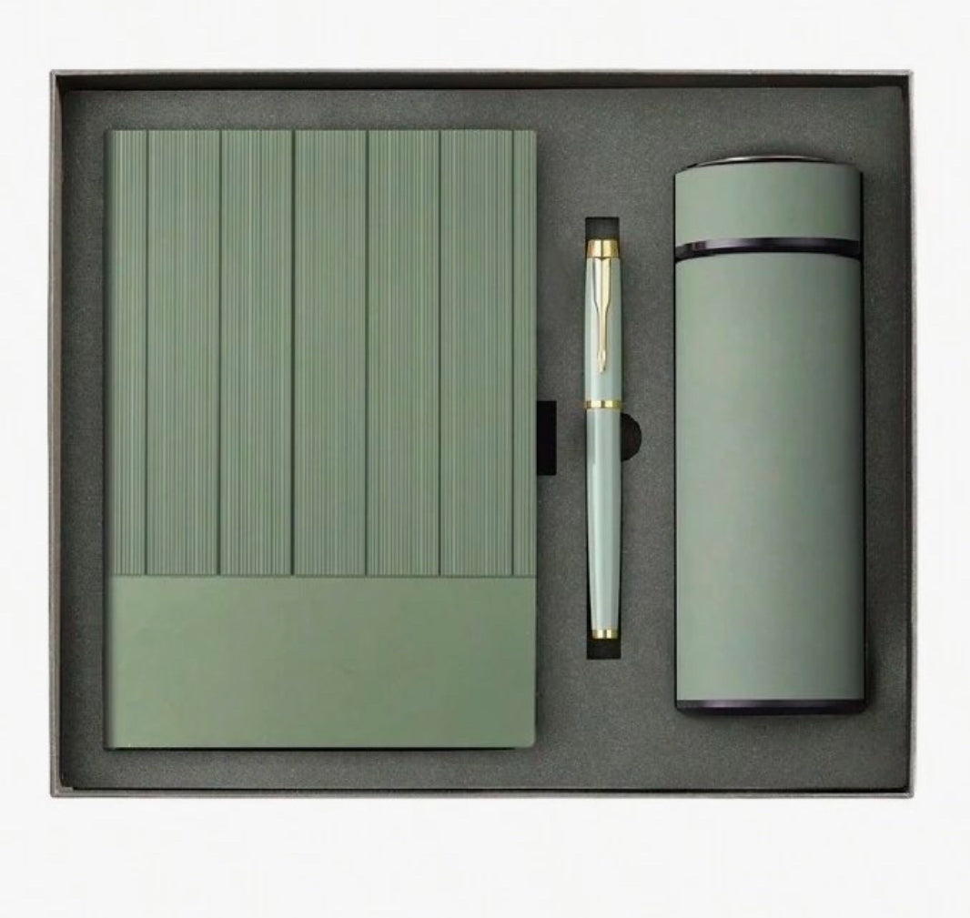 Coffret Cadeau Exécutif Personnalisable – Carnet, Stylo et Thermos Luxe ( Sur commande)