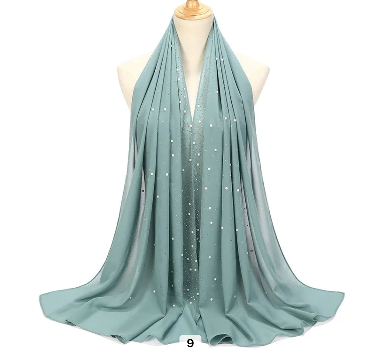 Hijab Mousseline de Soie avec perles