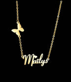 Collier personnalisé avec pendentif coeur papillon, pour filles, femmes