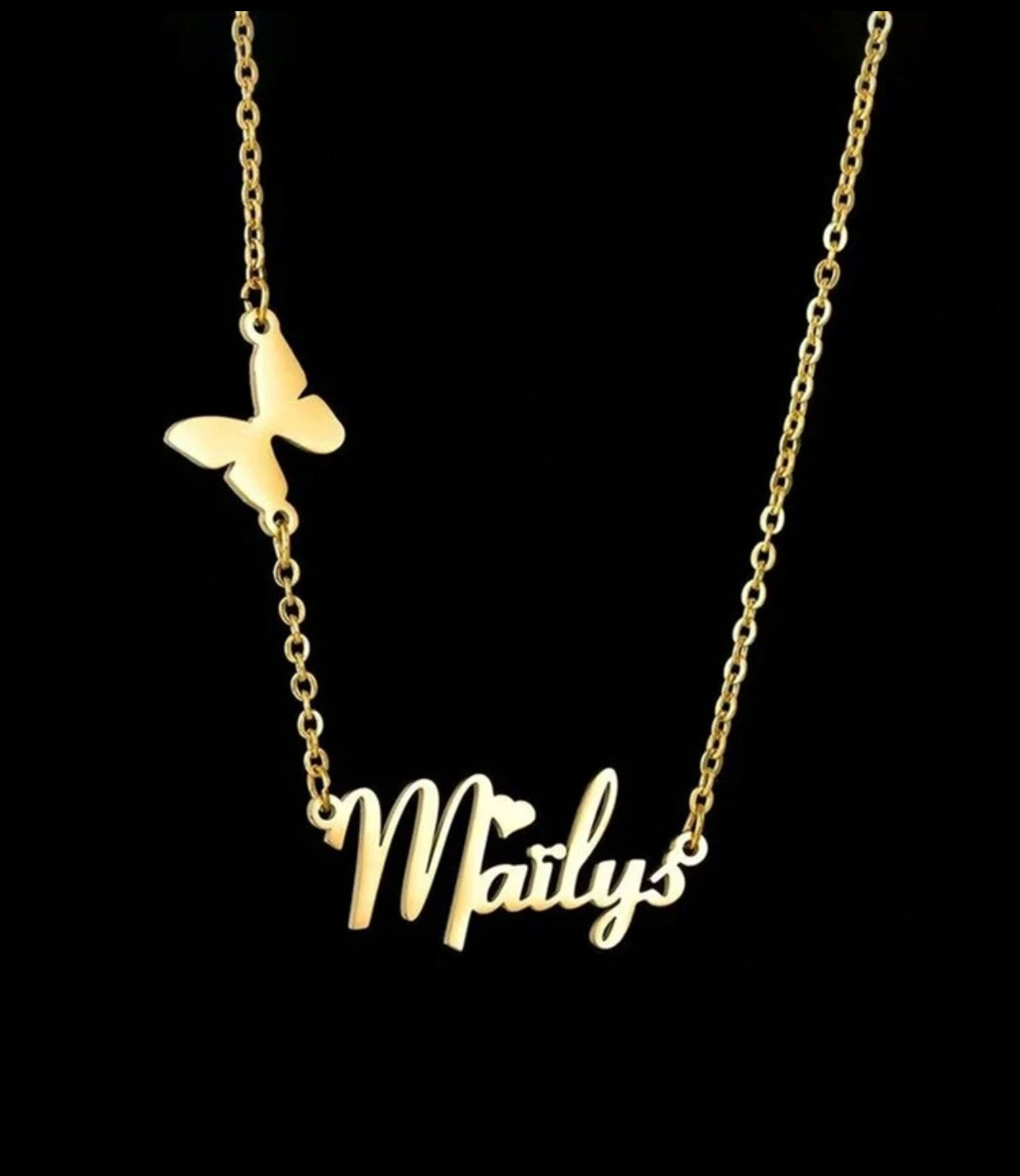 Collier personnalisé avec pendentif coeur papillon, pour filles, femmes