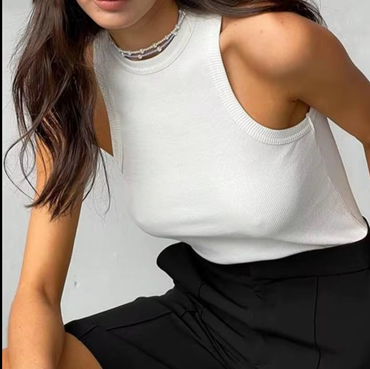 Débardeur côtelé basique – Col rond