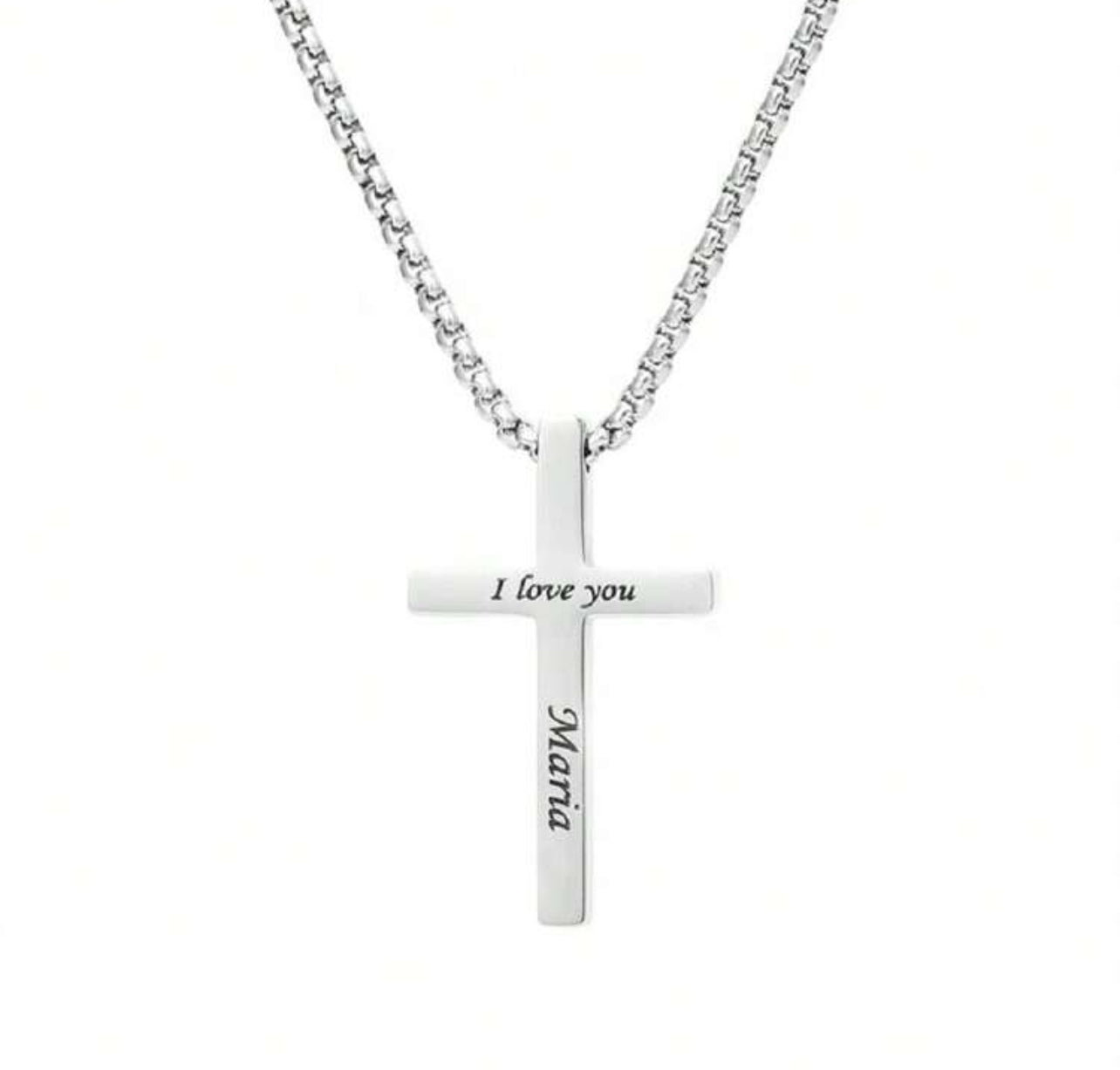 Collier personnalisé classique Personnalité Gravure Texte Acier inoxydable Pendentif Croix