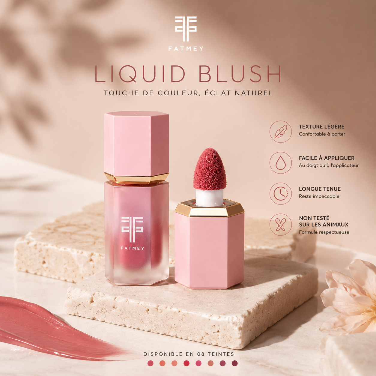 Charme Velouté – Blush Liquide à Appliquer