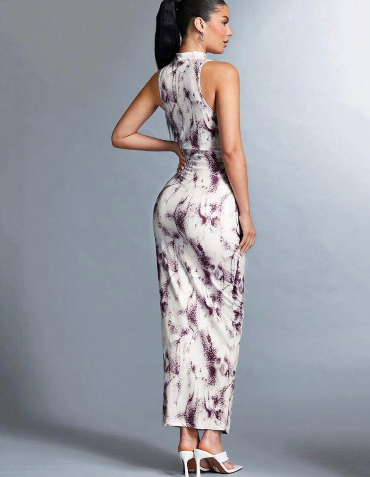 Sleeveless Leopard Print Stand Collar Dress