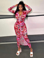 Robe Moulante Froncée À Imprimé Fleuri