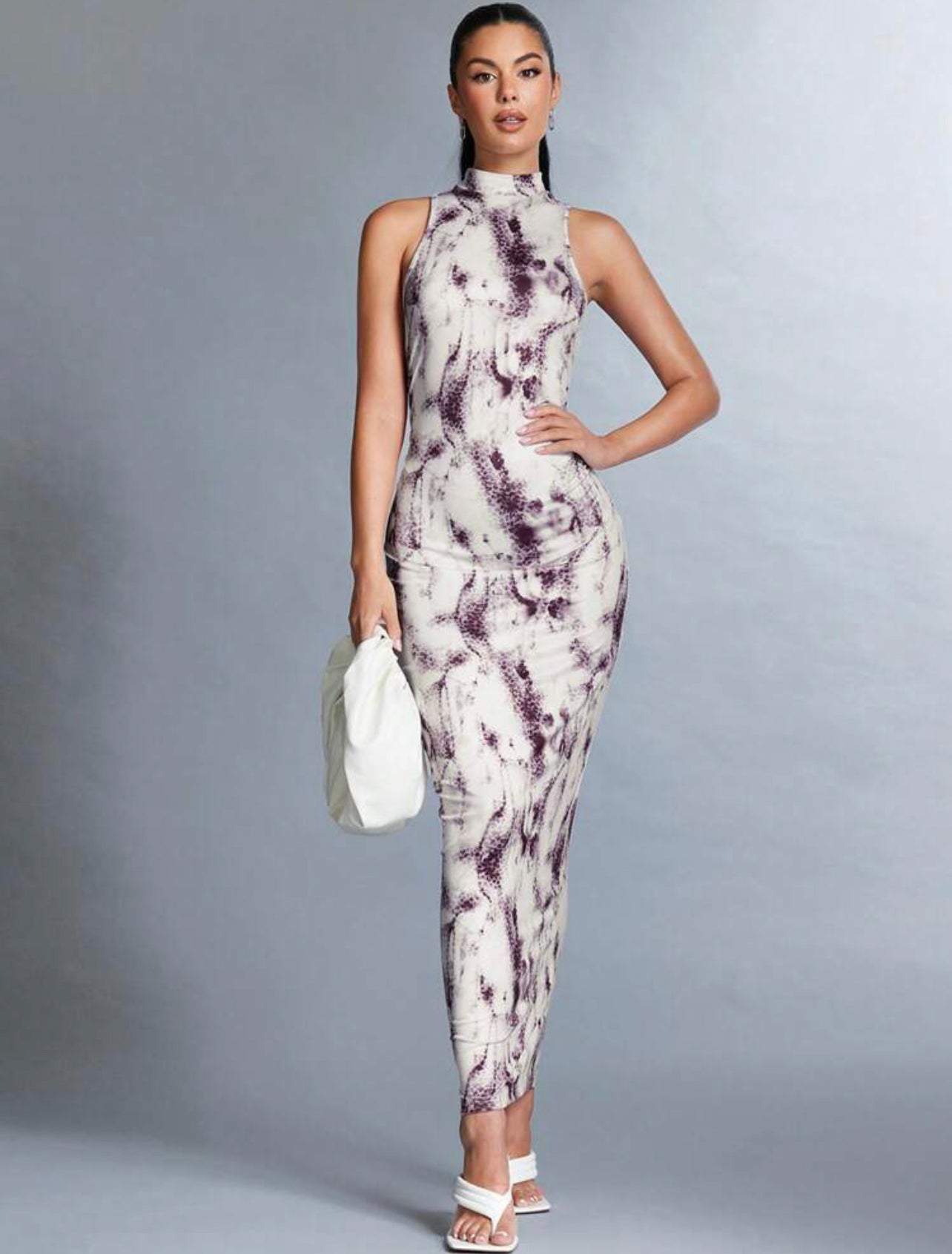 Sleeveless Leopard Print Stand Collar Dress