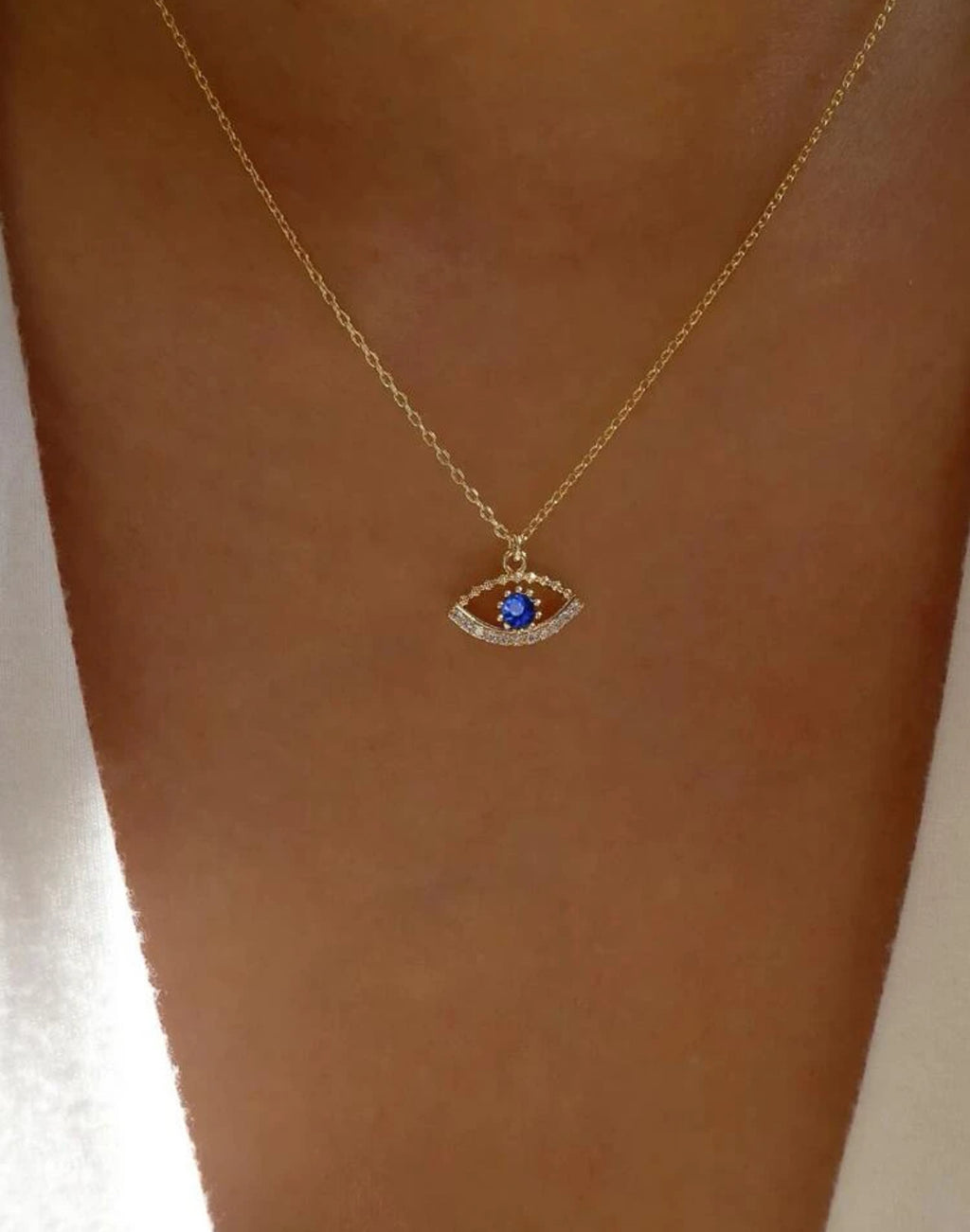 Rhinestone Necklace with Eye Charm