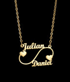 1PC Collier personnalisé Deux Noms et Cœurs Infinity