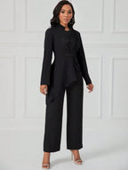 Ensemble Pantalon & Blouse Unicolore Asymétrique