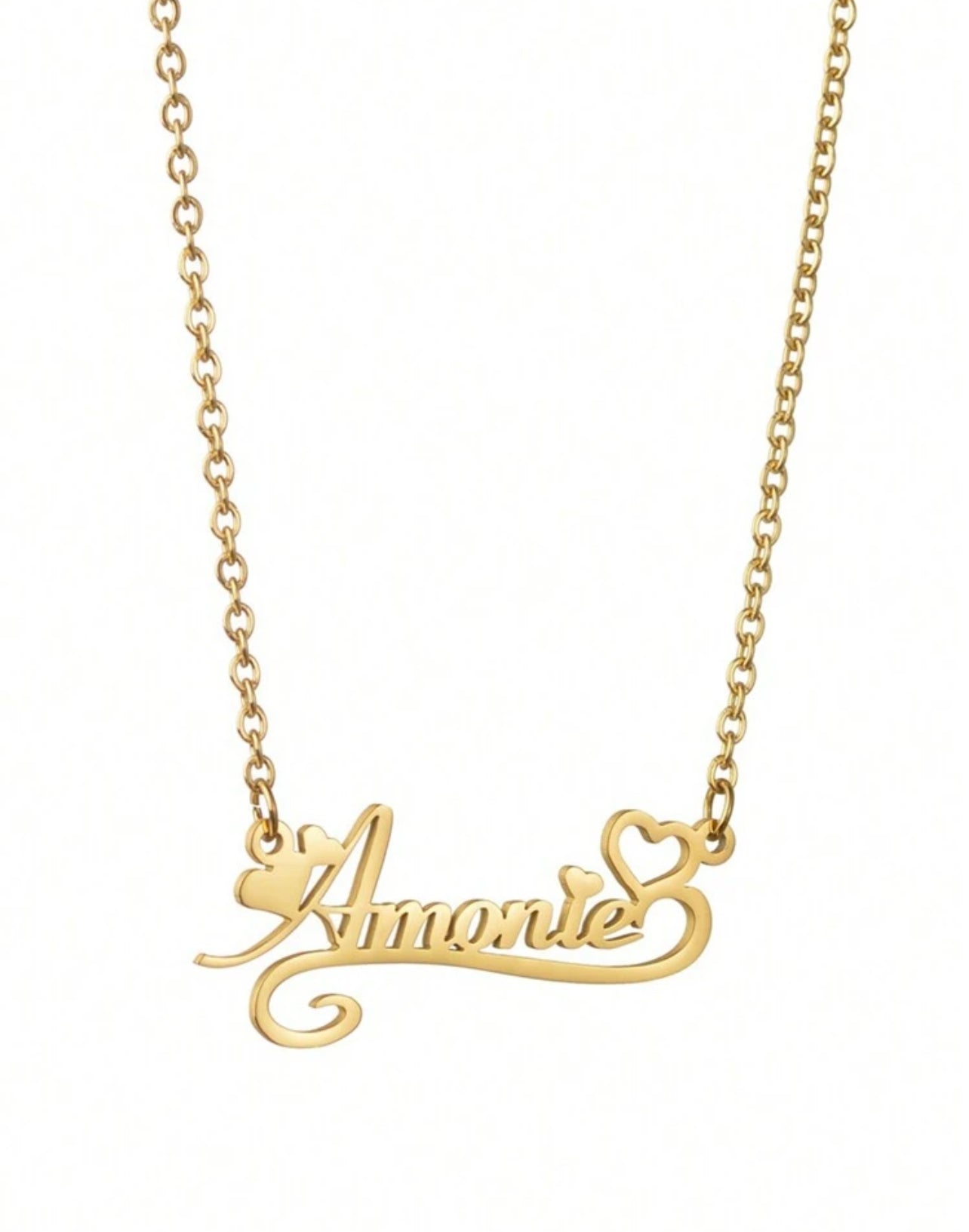 Collier Love personnalisé en acier inoxydable plaqué or 18 carats