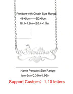 Collier personnalisé en forme d'aile avec nom personnalisé, avec chaîne à pendentif au choix en acier inoxydable