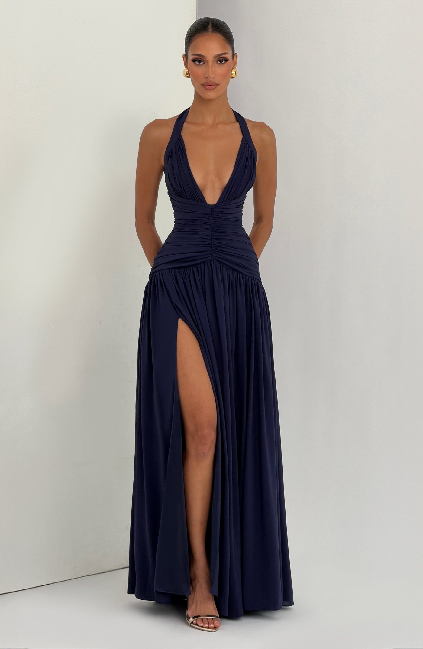 ROBE LONGUE AMARIS - BLEU MARINE