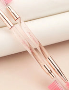 Pinceaux de maquillage à Double extrémité, peigne à sourcils et à cils, rose et transparent, 2 pièces