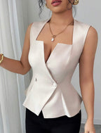 Top Croisé Élégance Sans Manches-Élégance bureau & soirée