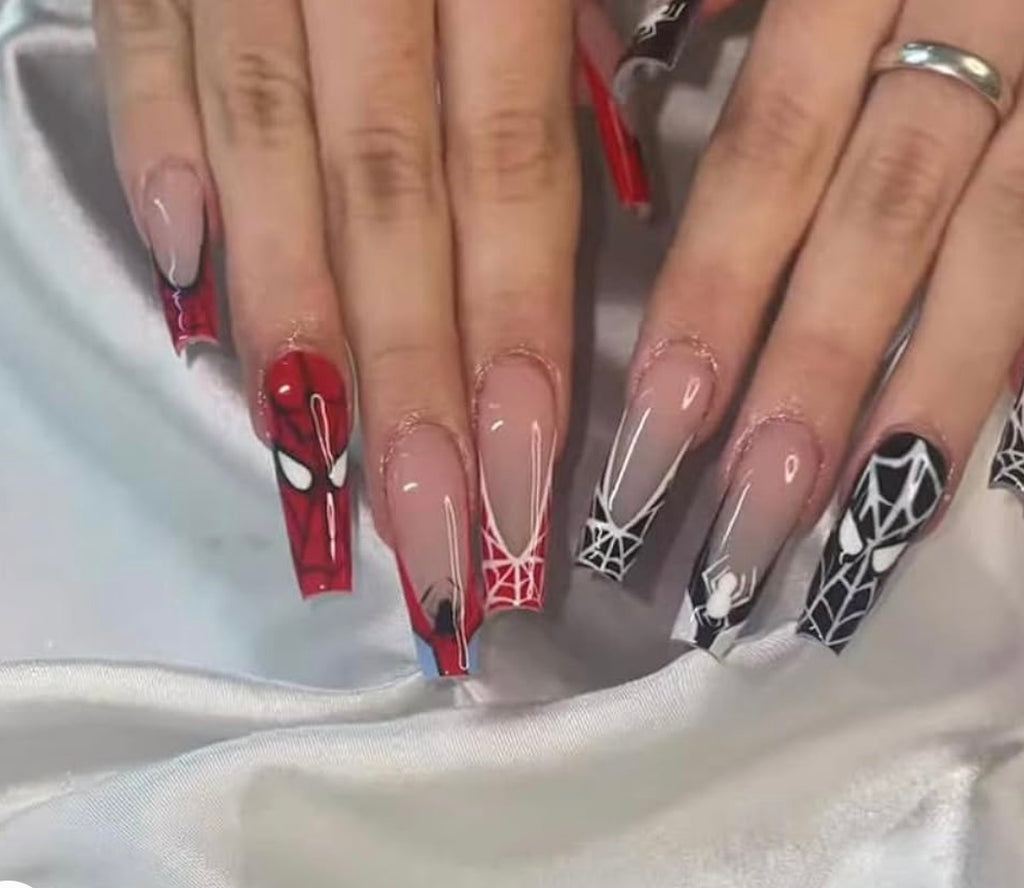 Spider-man fake nails