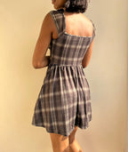 Grunge Plaid Dress with Lace Hem Bow
